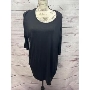 Agnes‎ Dora XL Black T Shirt 3/4 Sleeves Round Neck USA Rayon Dress